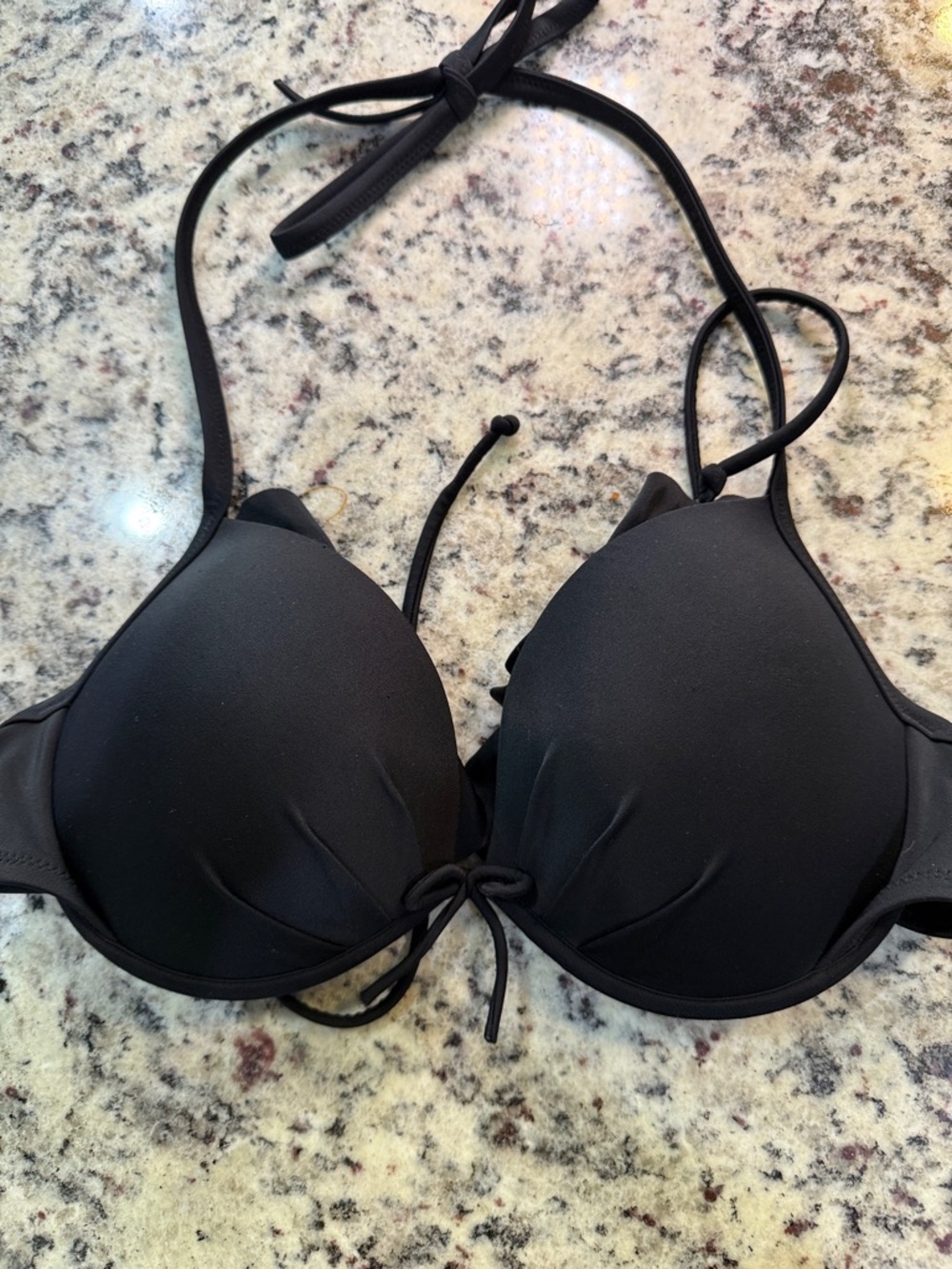 Victoria's Secret Black Push-Up Bikini Top with Halter Tie